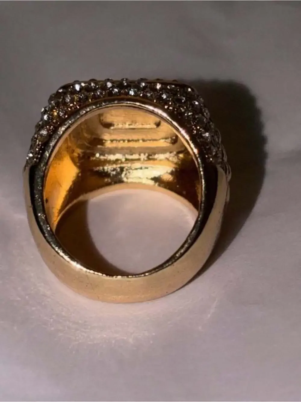Gold-Tone Pave Square Statement Ring - Men 8